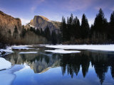 Half Dome Above River and Winter Snow, Yosemite National Park, California, USA Posters by David Welling