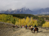 Tourists Enjoying Horseback Riding, Grand Teton National Park, Wyoming, USA Prints by Rolf Nussbaumer
