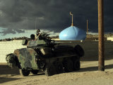 Vehicle Commander Glares into the Military Operations on Urban Terrain Town Lámina fotográfica por Stocktrek Images