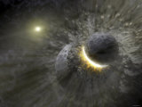 A Massive Collision of Objects Smashed Together to Create the Dust Ring Around the Nearby Star Vega Photographie par Stocktrek Images 