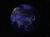Full Earth Showing City Lights Centered on Asia 2001 Photographie par Stocktrek Images 