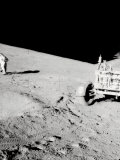 Apollo 15, Astronaut with Tongs and Gnomon in Hand, Studies a Boulder on the Slope of Hadley Delta Photographic Print by Stocktrek Images 