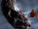 Artist's Concept of Deep Impact's Encounter with Comet Tempel 1 Photographie par Stocktrek Images 
