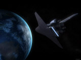 Space Shuttle Backdropped Against Earth Lámina fotográfica por Stocktrek Images Space Shuttle Backdropped Against Earth Lámina fotográfica por Stocktrek Images