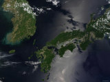 North and South Korea (Upper Left) as Well as the Japanese Island of Shikoku Lámina fotográfica por Stocktrek Images