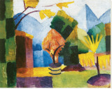 Garden on the Lake Stretched Canvas Print by Auguste Macke