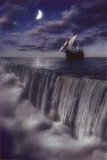 Sailboat and Waterfall at Earth's End Poster