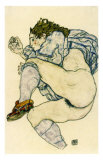 Nu a la Pantoufle a Carreaux, c.1917 Prints by Egon Schiele Nu a la Pantoufle a Carreaux, c.1917 Prints by Egon Schiele