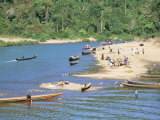 Villagers on Banks of Nam Tha River, a Tributary of the Mekong, South of Luang Nam Tha, Indochina Photographic Print by Richard Ashworth