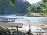 Villagers on Banks of Nam Tha River, a Tributary of the Mekong, South of Luang Nam Tha, Indochina Photographic Print by Richard Ashworth