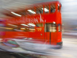 Tram at Speed in Central at Night, Hong Kong, China Photographic Print by Charles Bowman