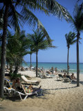Tourists on the Beach, Playa Del Carmen, Mayan Riviera, Mexico, North America Photographic Print by Nelly Boyd