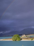 Rainbow and Storm Approaching, Christian Church of the Good Shepherd, Lake Tekapo, Canterbury Photographic Print by Jeremy Bright