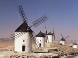 Windmills Above the Village, Consuegra, Ruta De Don Quixote, Castilla La Mancha, Spain Photographic Print by Michael Busselle