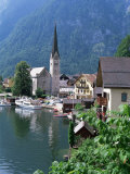 Village and Lake, Hallstatt, Austrian Lakes, Austria Photographic Print by Jean Brooks