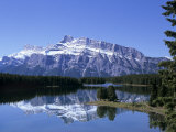 Snowy Peak of Mount Rundle Reflected in the Water of Two Jack Lake, Banff National Park, Alberta Photographic Print by Pearl Bucknall