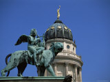Statue and Dome of French Cathedral, Gendarmenmarkt, Berlin, Germany Photographic Print by Jean Brooks