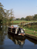 Narrow Boat Moored Waiting to Enter Craft Lock, Sutton Green, Surrey, England Photographic Print by Pearl Bucknall