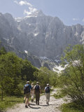 Tourist Group in Summer in Vrata Valley Walking Towards Triglav Mountain Photographie par Pearl Bucknall