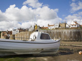 White Boat on the Landing in Harbour at Low Tide with Old Bay Area of Fishing Village Photographie par Pearl Bucknall