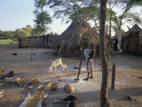 Batour Village of the Anouak (Anuak) Ethnic People, Edge of Lake Tata, Ilubador State, Ethiopia Photographic Print by Bruno Barbier