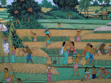 Painting of People Harvesting in Rice Fields, Neka Museum, Ubud, Island of Bali, Indonesia Photographie par Bruno Barbier