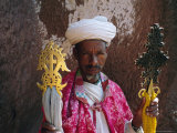 Portrait of a Man Holding Christian Symbols, Bieta Mercurios, Wollo Region, Ethiopia Photographic Print by Bruno Barbier