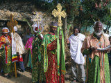 Procession of Christian Men and Crosses, Rameaux Festival, Axoum, Tigre Region, Ethiopia Photographic Print by Bruno Barbier