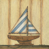 Blue Stripe Sailboat Posters by Kim Lewis