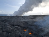 Skylight, with Plumes of Steam as Lava Reaches the Sea Beyond, Hawaii Volcanoes National Park Photographic Print by Ethel Davies