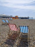 Deck Chairs and Pier, Brighton Beach, Brighton, Sussex, England, United Kingdom Photographic Print by Ethel Davies