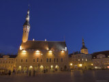 Old Town Hall in Old Town Square at Night, Old Town, Unesco World Heritage Site, Tallinn, Estonia Photographic Print by Neale Clarke