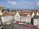 Old Town Square with Cafe Canopies, Old Town, Unesco World Heritage Site, Tallinn, Estonia Photographic Print by Neale Clarke