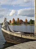 Traditional Boat and Trakai Castle, Trakai, Near Vilnius, Lithuania, Baltic States Photographic Print by Gary Cook