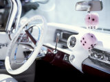 Close-Up of Steering Wheel and Interior of a Pink Cadillac Car Photographic Print by Mark Chivers