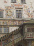 Gable Detail with Murals and Stairway, Rathaus, Lindau, Bavaria, Lake Constance, Germany Photographic Print by James Emmerson