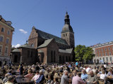 Street Cafe, Doma Square, Riga, Latvia, Baltic States Photographic Print by Gary Cook