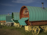 Horse Drawn Hooped Caravans, Appleby Annual Horse Fair, Eden Valley, Cumbria, England Photographic Print by James Emmerson