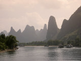 Cruise Boats on Li River Between Guilin and Yangshuo, Guilin, Guangxi Province, China Photographic Print by Angelo Cavalli