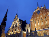 House of the Blackheads at Night, Town Hall Square, Ratslaukums, Riga, Latvia, Baltic States Photographic Print by Gary Cook