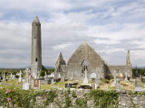 Kilmacdaugh Churches and Round Tower, Near Gort, County Galway, Connacht, Republic of Ireland Photographic Print by Gary Cook
