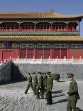 Chinese Soldiers Visiting the Forbidden City, Beijing, China Photographic Print by Angelo Cavalli