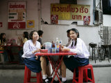 School Girls at Lunch Break, Bangkok, Thailand, Southeast Asia Photographic Print by Angelo Cavalli