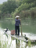 Fisherman with Cormorants, Yangshuo, Li River, Guangxi Province, China Photographic Print by Angelo Cavalli