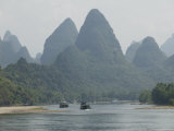 Cruise Boats Between Guilin and Yangshuo, Li River, Guangxi Province, China Photographic Print by Angelo Cavalli