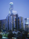 Skyscrapers in the City at Night, Los Angeles, California, USA Photographic Print by Tony Gervis