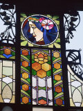 Detail of Art Nouveau Glasswork on the Community House, Prague, Czech Republic Photographic Print by Jonathan Hodson