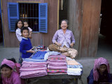 Traditional Scarves for Sale, Cambodia, Indochina, Southeast Asia Photographic Print by Tim Hall