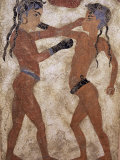 Fresco of Children Boxing from Akrotiri, Island of Santorini, Greece Photographic Print by Gavin Hellier