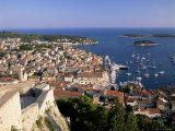 Elevated View of Town and Harbour, Hvar Town, Hvar Island, Dalmatia, Croatia Photographic Print by Gavin Hellier
